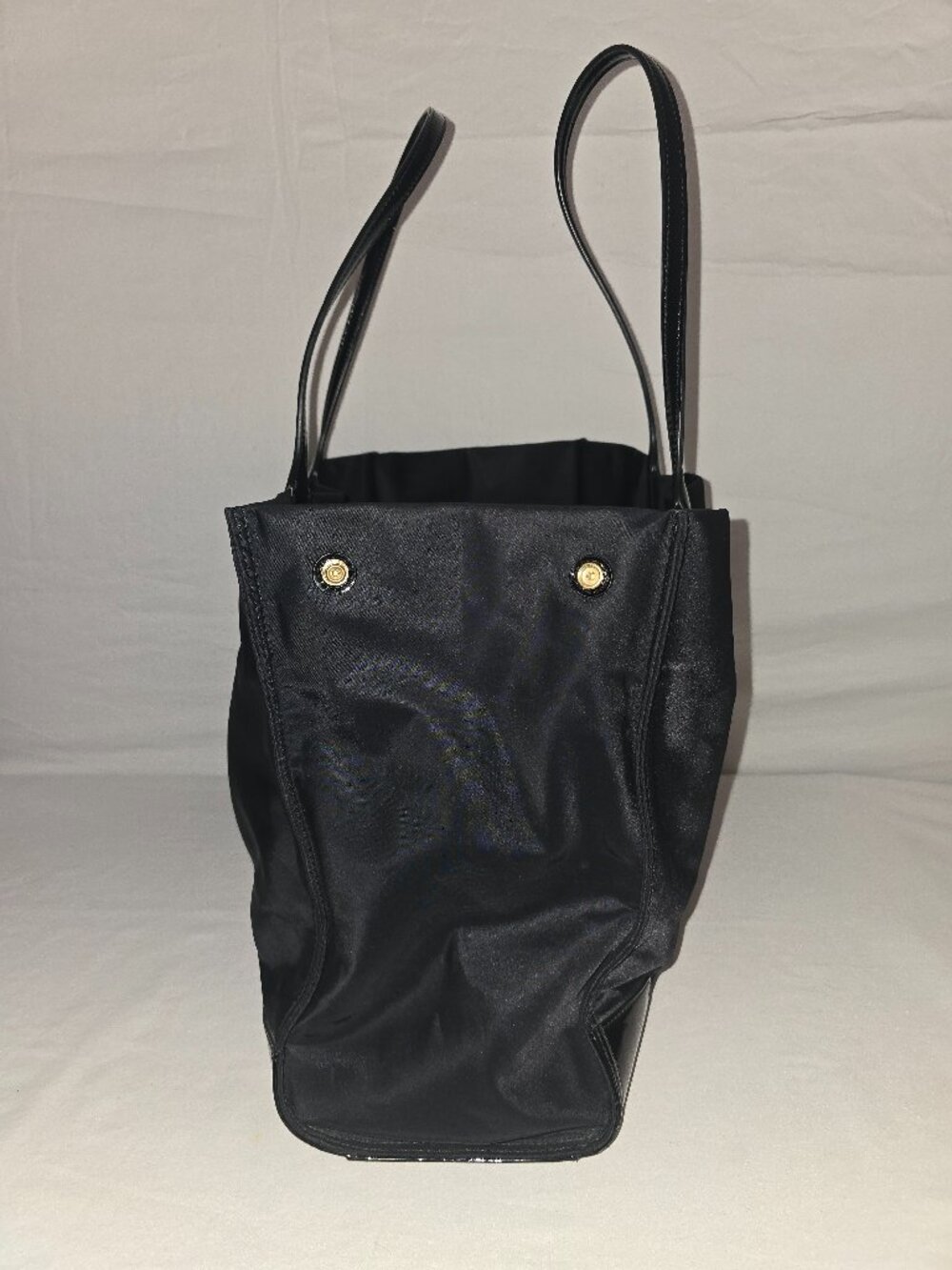 Tory Burch Ella Large Black Nylon Patent Leather Logo Shoulder Tote Shopper Bag - Picture 4 of 12